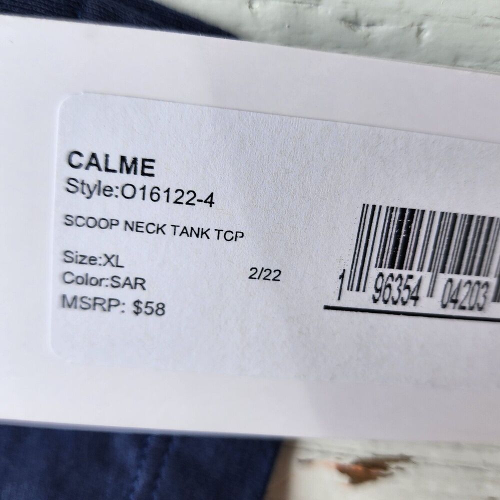 Johnny Was Calme Scoop Neck Tank Top Blue Size XL NEW - Picture 7 of 7